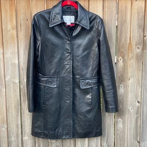 Nine West Knee Length Leather Coat